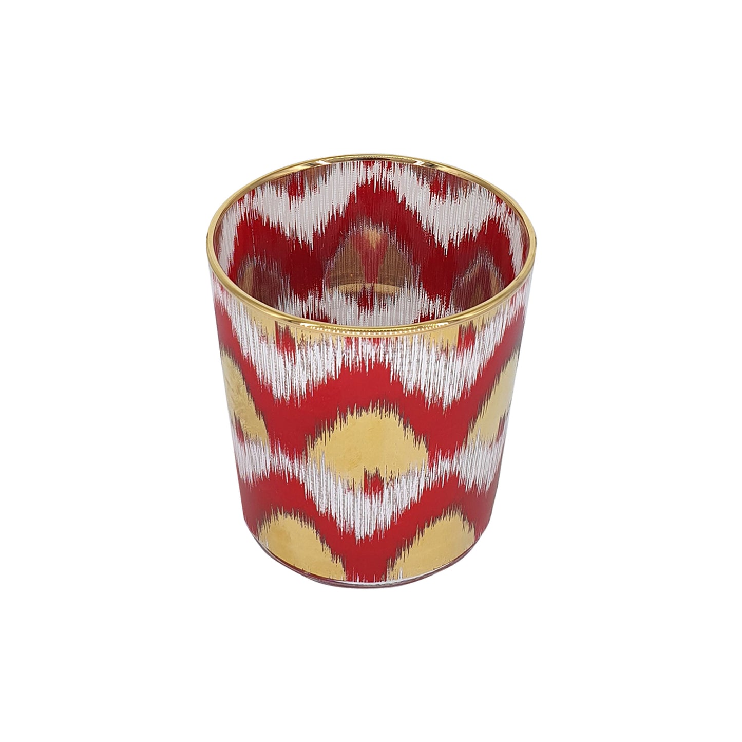 Ikat Decorative Glasses (Red and Gold Ikat) Set of 4