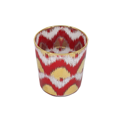 Ikat Decorative Glasses (Red and Gold Ikat) Set of 4