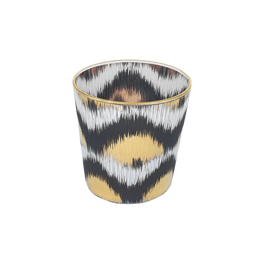 Ikat Decorative Glasses (Black and Gold Ikat) Set of 4