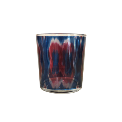 Ikat Decorative Glasses (Colored Glass Red and Blue) Set of 4