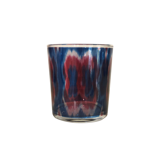 Ikat Decorative Glasses (Colored Glass Red and Blue) Set of 4