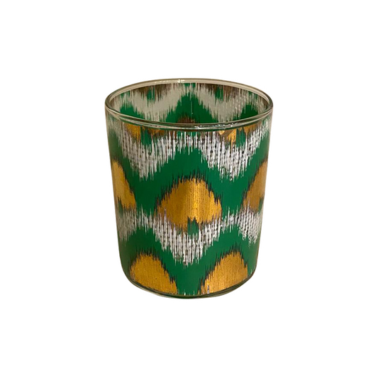 Ikat Decorative Glasses (Green and Gold Ikat) Set of 4