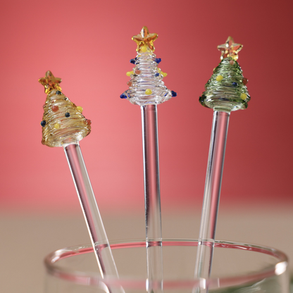 Set of 6 Tree Glass Stirrers - Clear