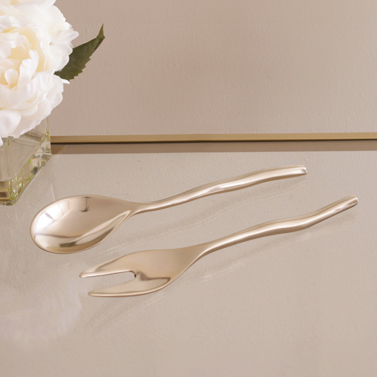 Sierra Modern Maia Small Salad Servers - Shiny Gold
