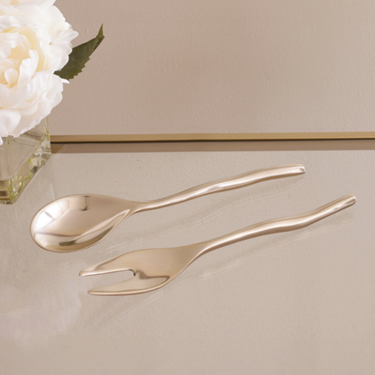 Sierra Modern Maia Small Salad Servers - Shiny Gold