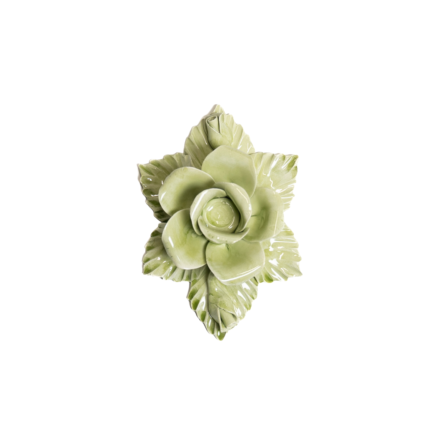 Single Rose Candle Holder Green