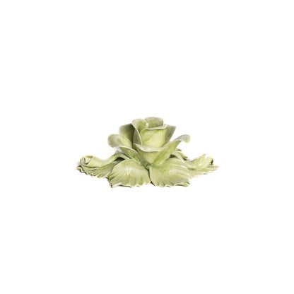 Single Rose Candle Holder Green