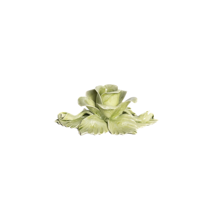 Single Rose Candle Holder Green