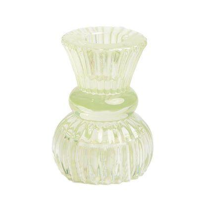 Small Light Green Glass Candle Holder