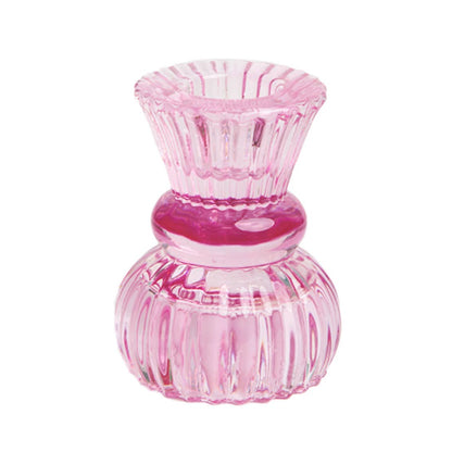 Small Pink Glass Candle Holder