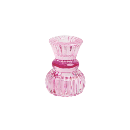 Small Pink Glass Candle Holder