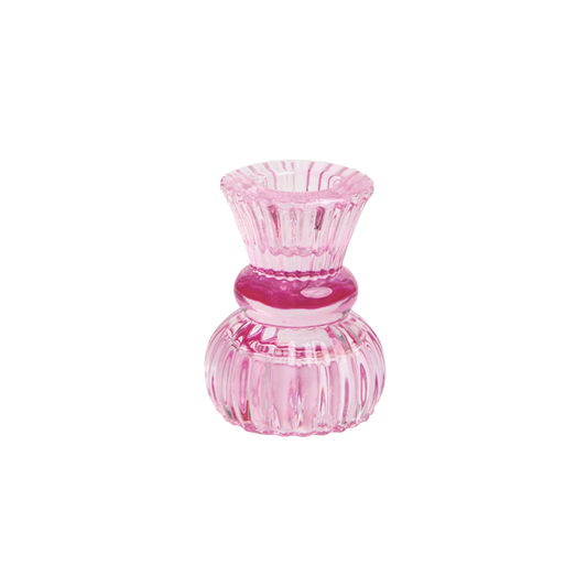 Small Pink Glass Candle Holder