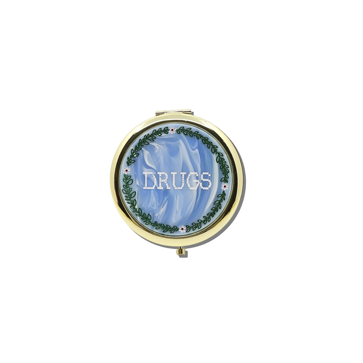 Cross Stitch Drugs Handbag Hero Pill Compact
