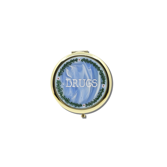 Cross Stitch Drugs Handbag Hero Pill Compact