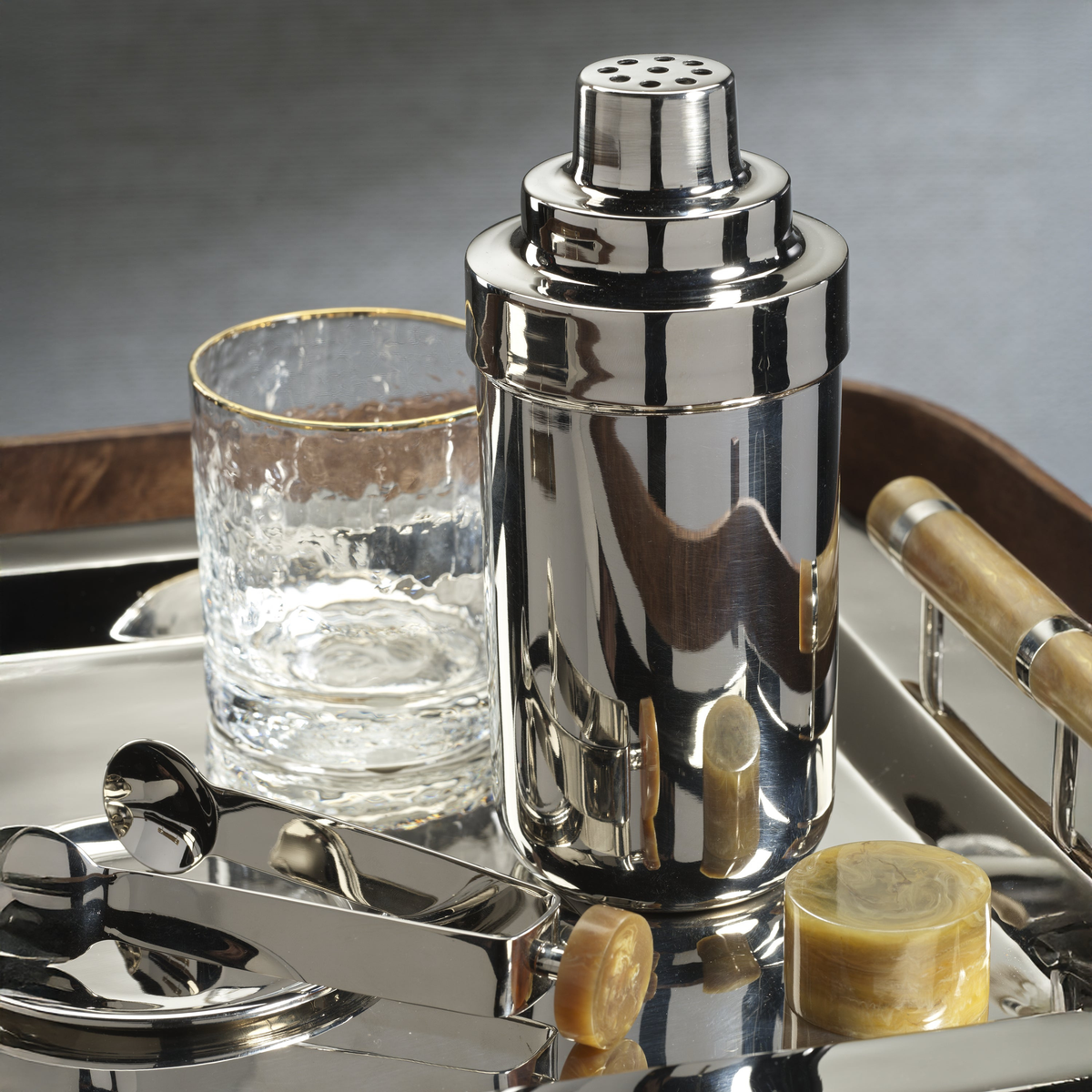 Spiga Cocktail Shaker - Nickel with Amber Accent