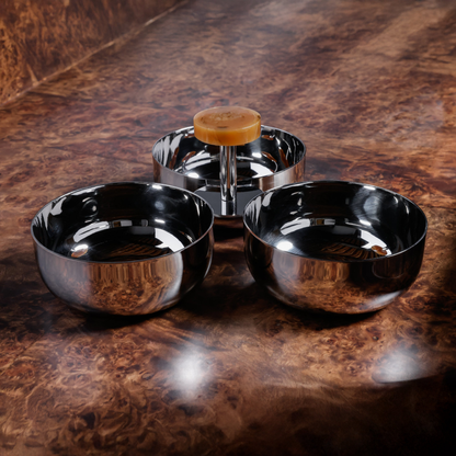 Spiga Condiment Set - Nickel with Amber Accent
