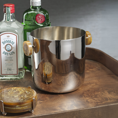 Spiga Ice Bucket - Nickel with Amber Accent