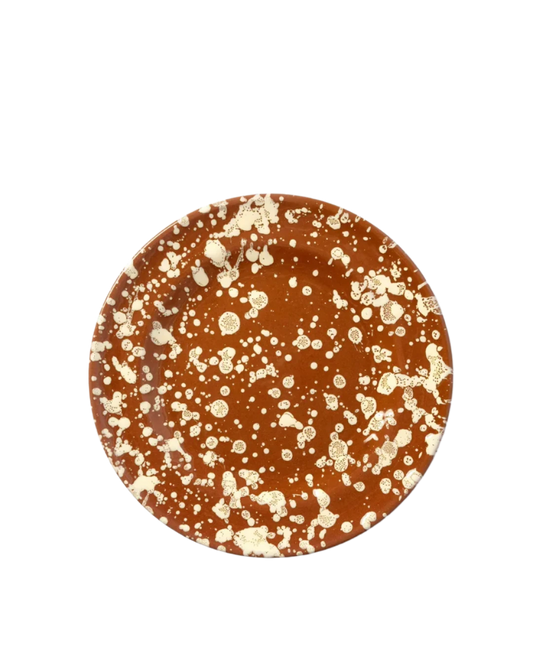 Splatter Dinner Plate in Terracotta and Cream