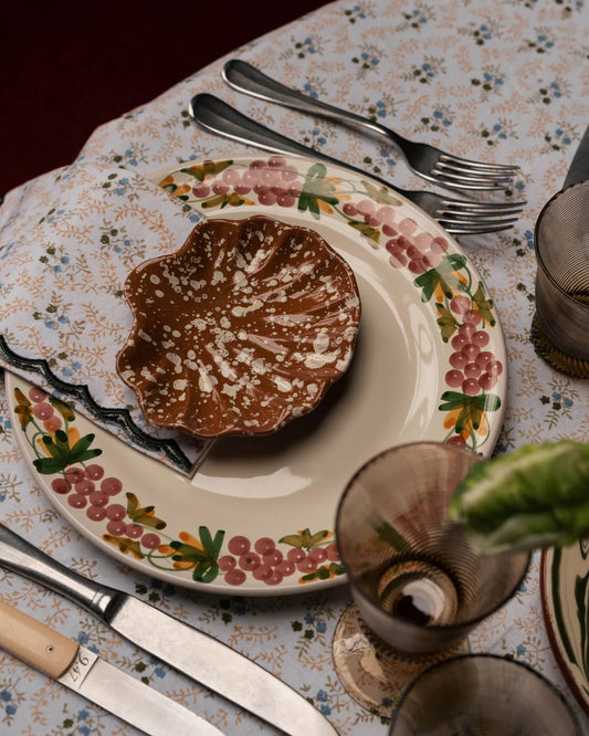 Splatter Coquillage Dish in Terracotta and Cream