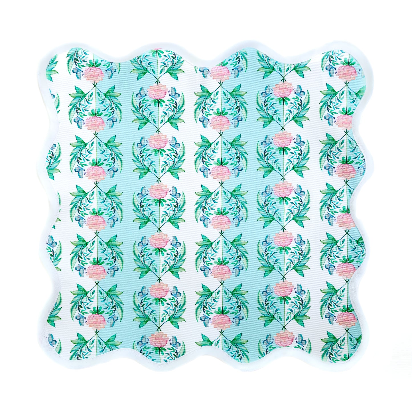 Scalloped Placemats- Pink Green Set of 4