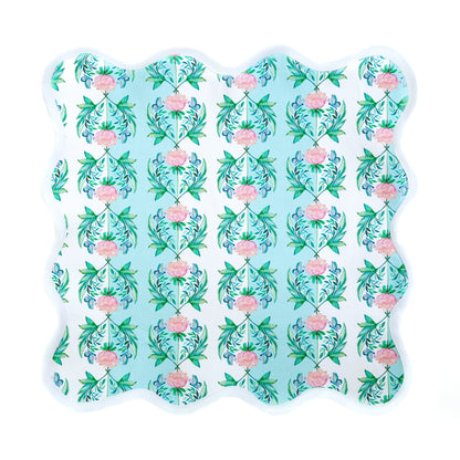 Scalloped Placemats- Pink Green Set of 4