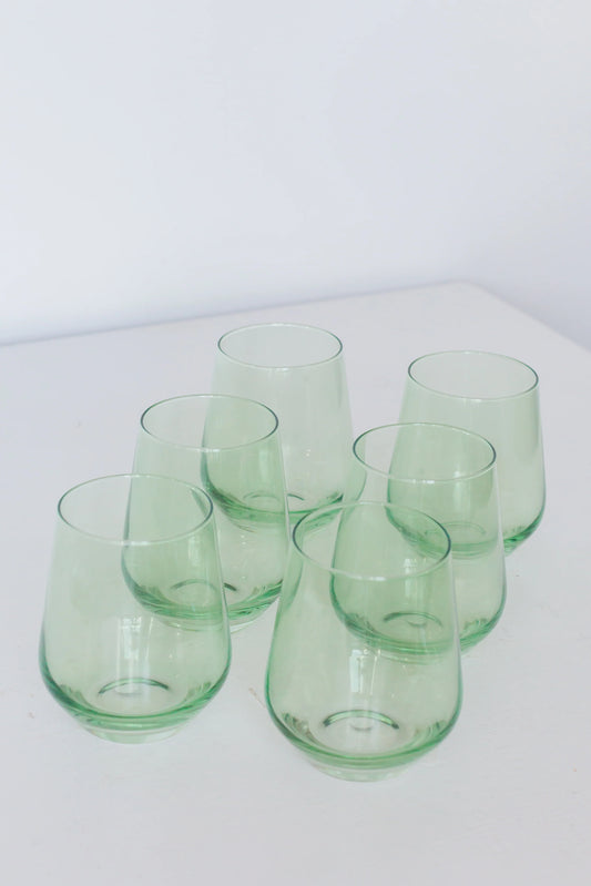 Colored Wine Stemless - Green Mint Set of 6