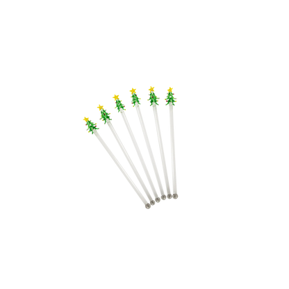 Festive set of 6 handblown glass stirrers in gift box, perfect for elevating holiday cocktails or gifting to a hostess.