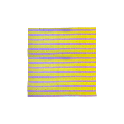 Striped Cotton Tablecloth Pink and Yellow