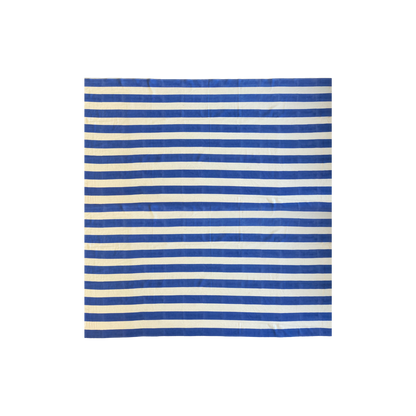 Striped Cotton Tablecloth Blue and White