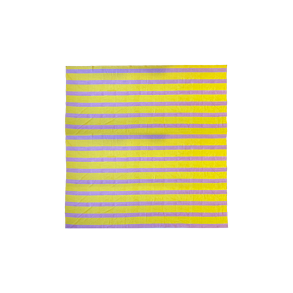 Striped Cotton Tablecloth Pink and Yellow