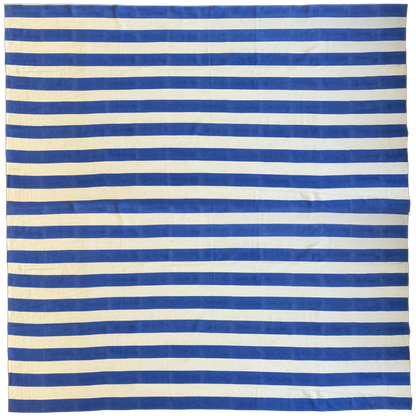 Striped Cotton Tablecloth Blue and White