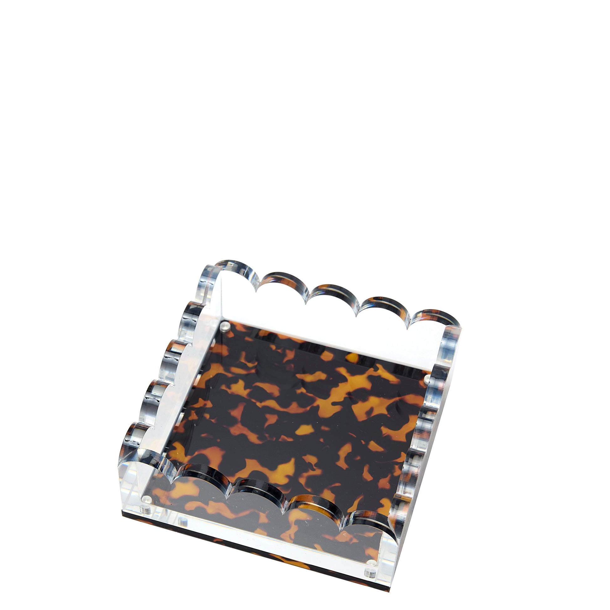Elegant Scallop Photo Tray in Tortoise - Perfect for Stylish Dining