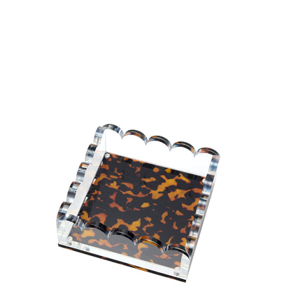 Elegant Scallop Photo Tray in Tortoise - Perfect for Stylish Dining