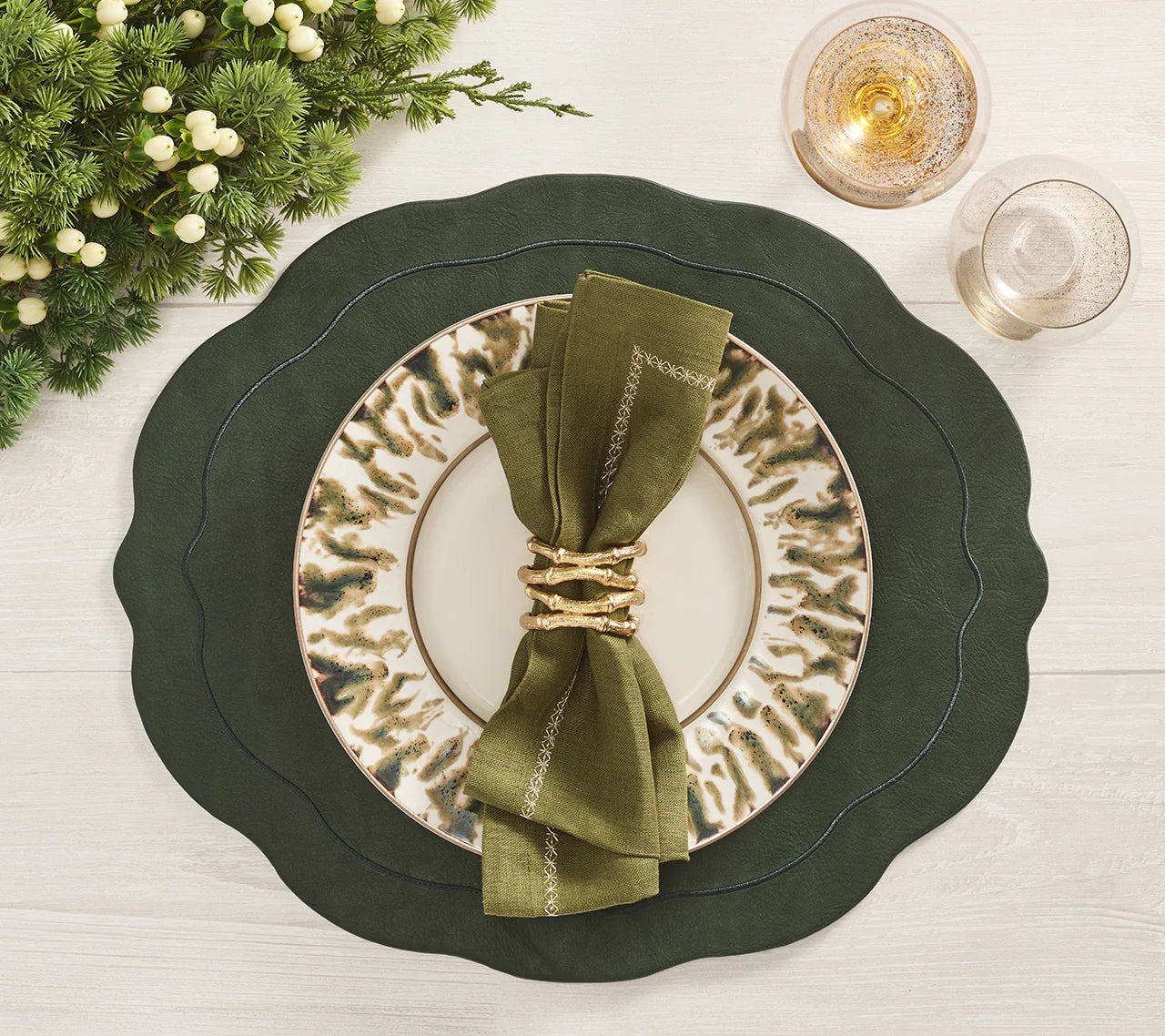 Tailored Placemats in Hunter Green - Set of 4