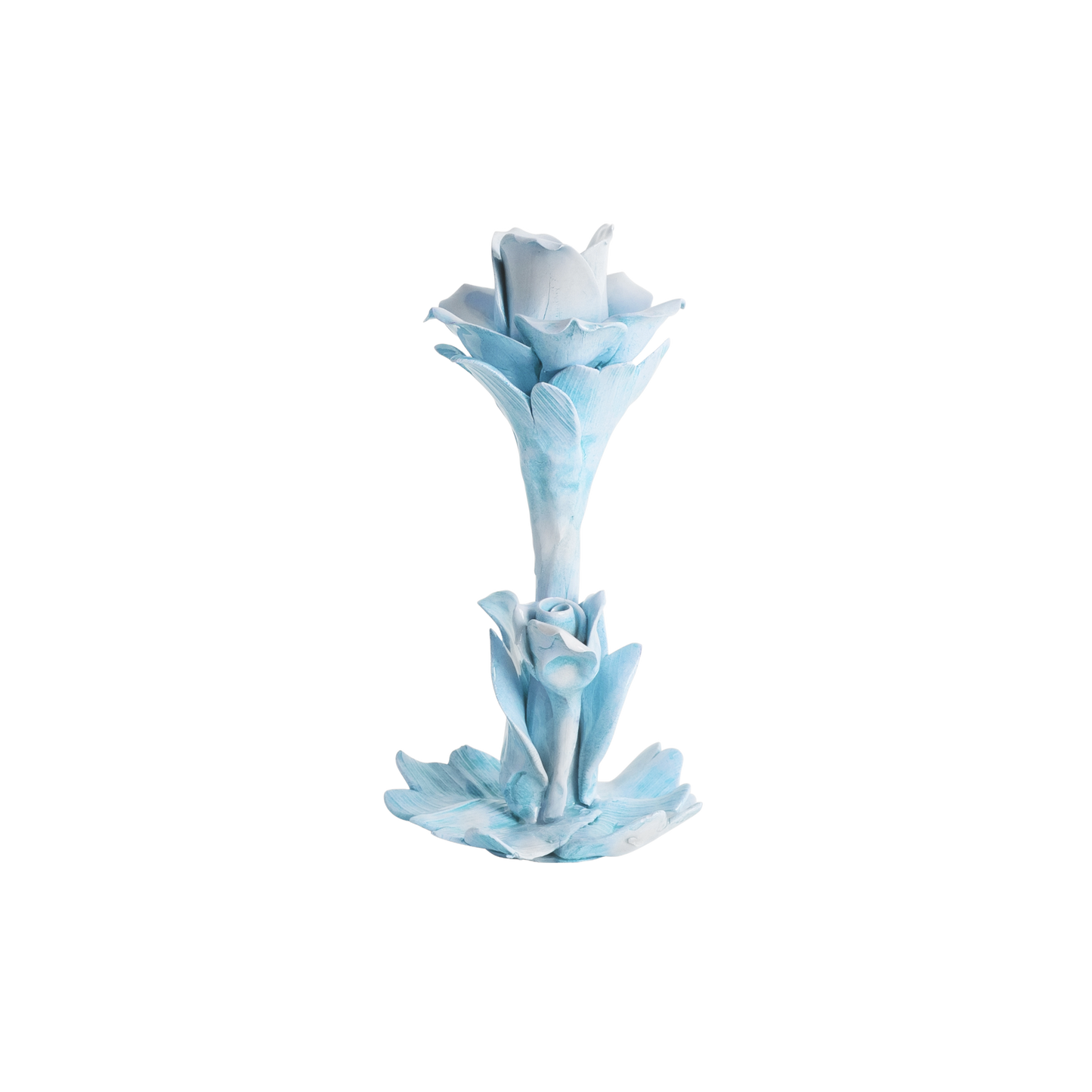 Tall Rose Candle Holder Blue