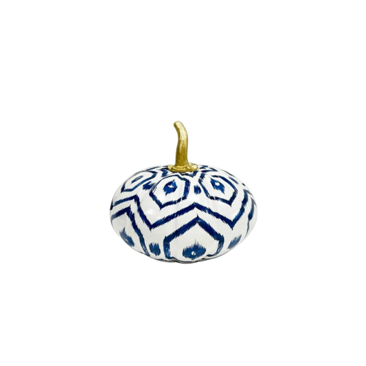 White Pumpkin with Blue Geometric