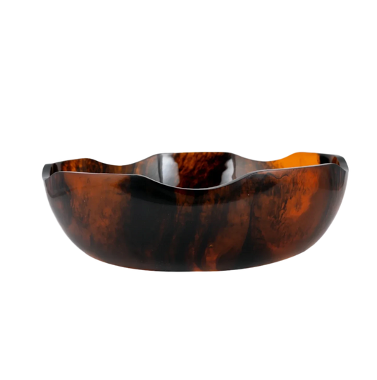 Jacqui Large Bowl in Tortoise, BPA-free, lead-free, non-porous, FDA-approved, and shatter-resistant. Expertly designed with unique shapes and sizes for versatile home decor and entertaining.