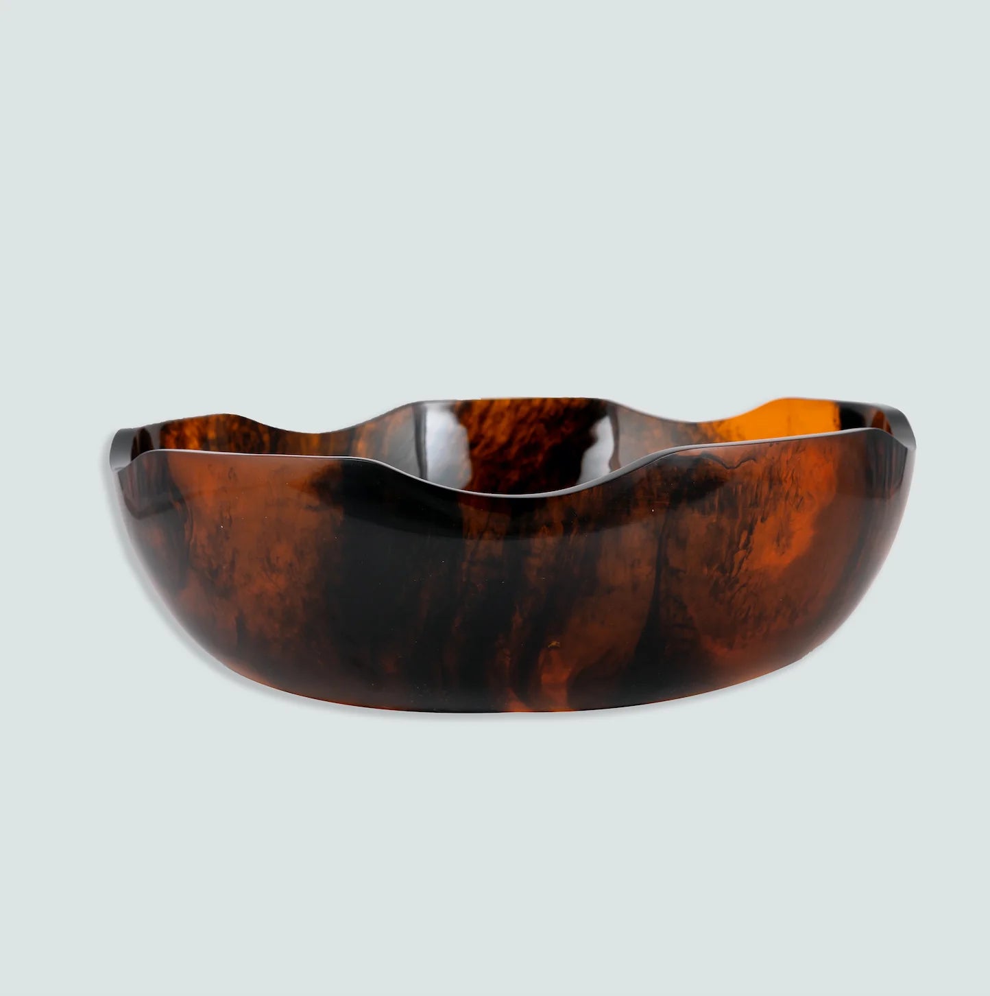 Jacqui Large Bowl in Tortoise, BPA-free, lead-free, non-porous, FDA-approved, and shatter-resistant. Expertly designed with unique shapes and sizes for versatile home decor and entertaining.