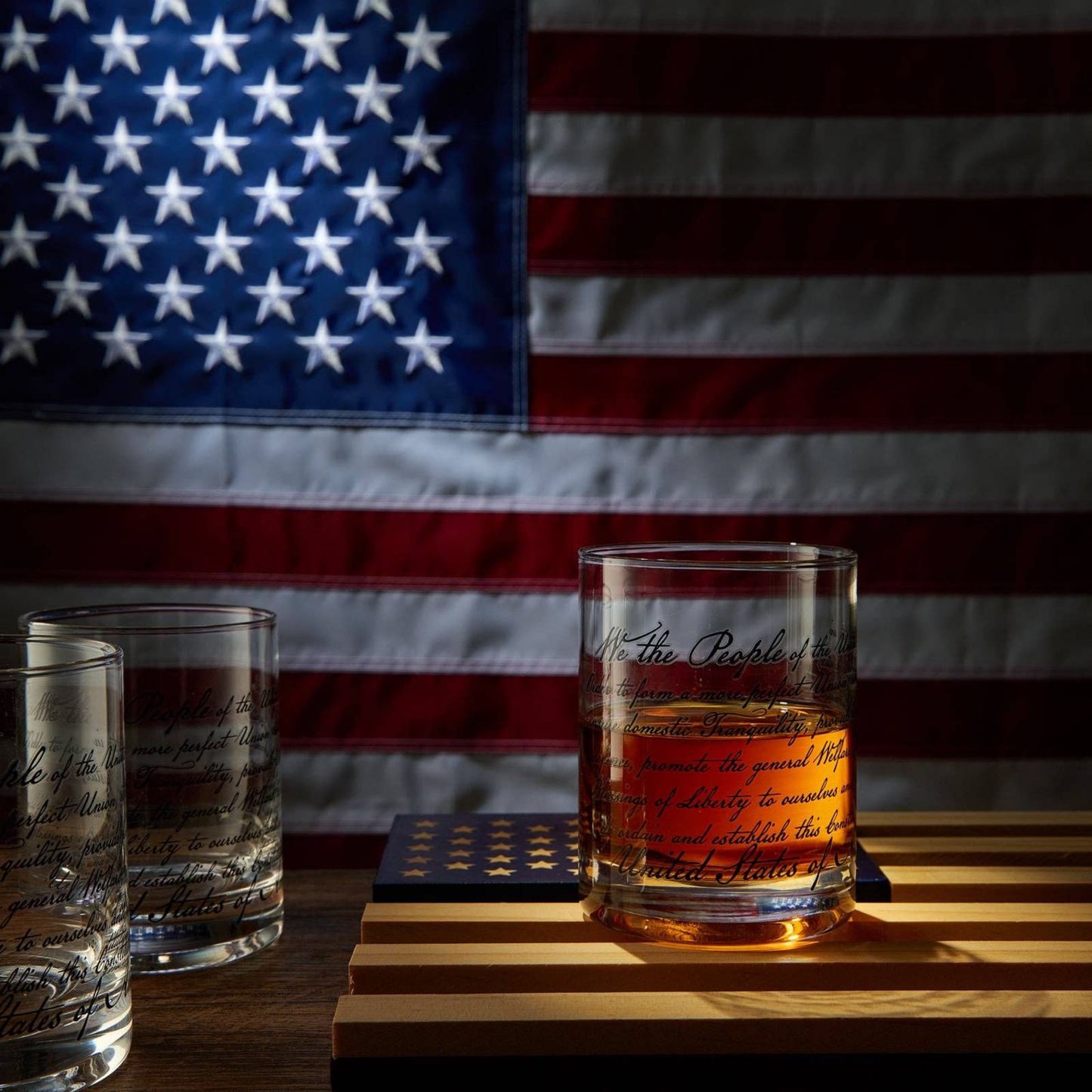 We The People American Flag Whiskey Glass Set