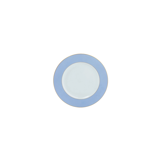 Ultra-White ColorSheen Light Blue with Gold Banding Salad Plate