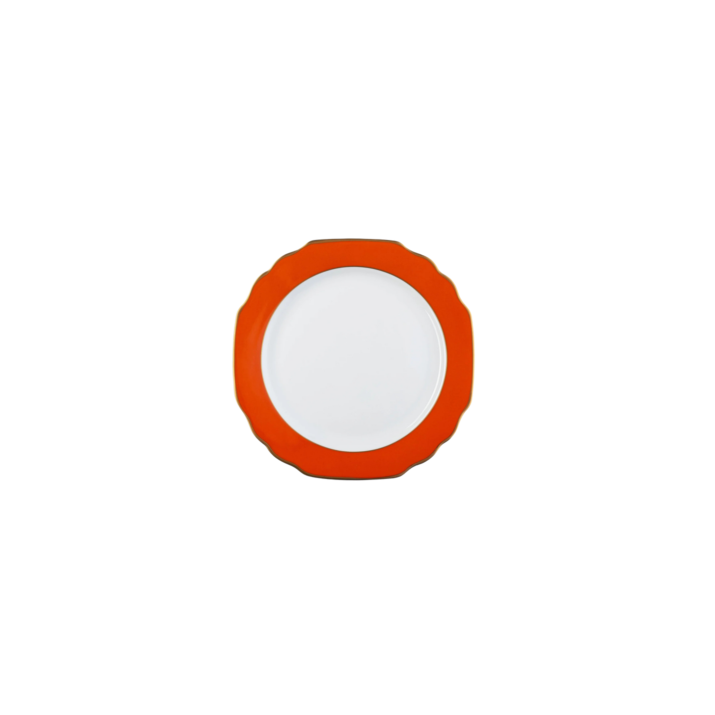Ultra-White Georgian ColorSheen Orange with Gold Banding Salad Plate