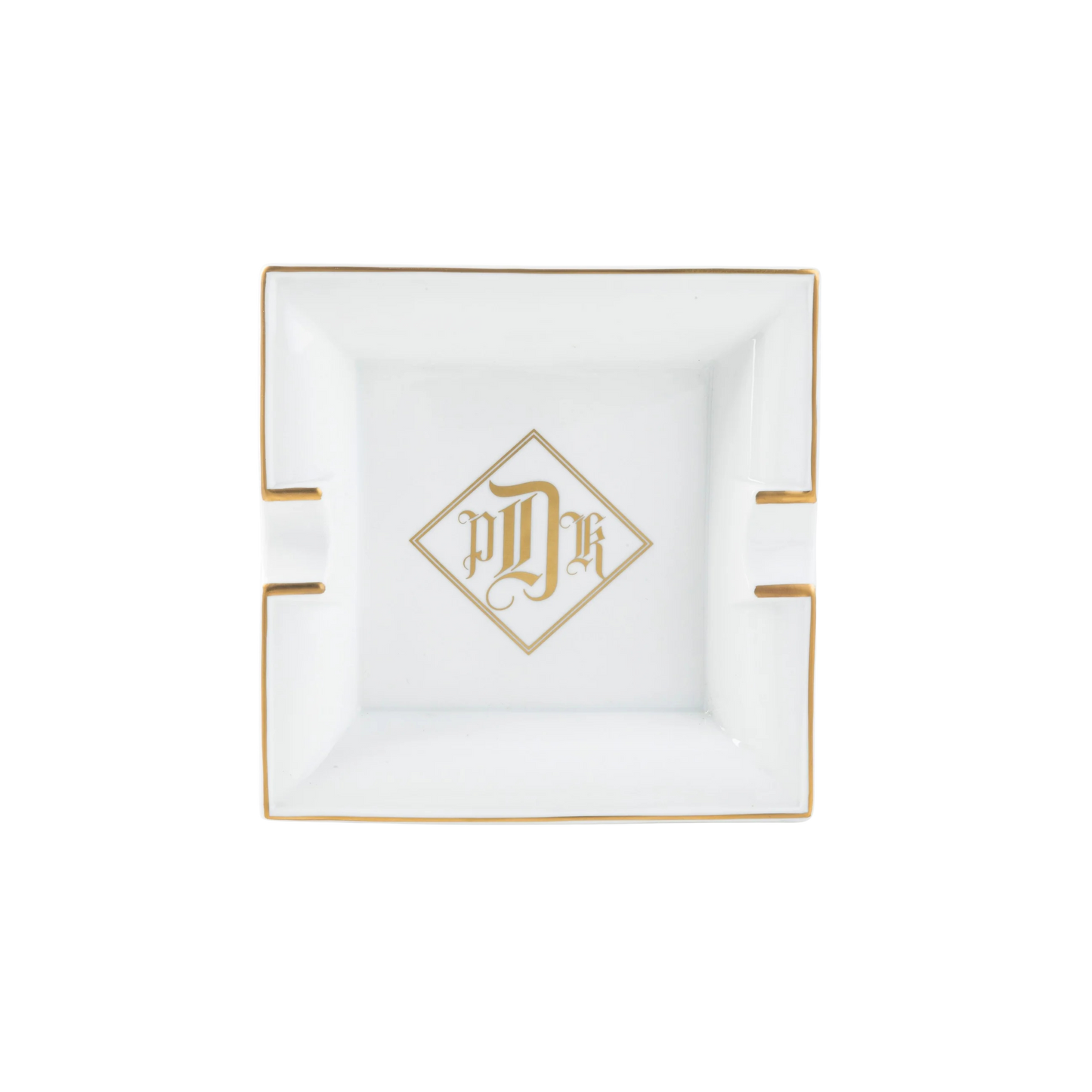 Ultra-White Signature Gold Giftware With Monogram - Ash Tray