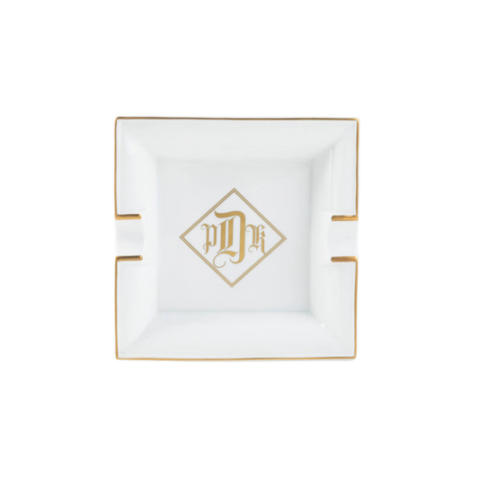 Ultra-White Signature Gold Giftware With Monogram - Ash Tray