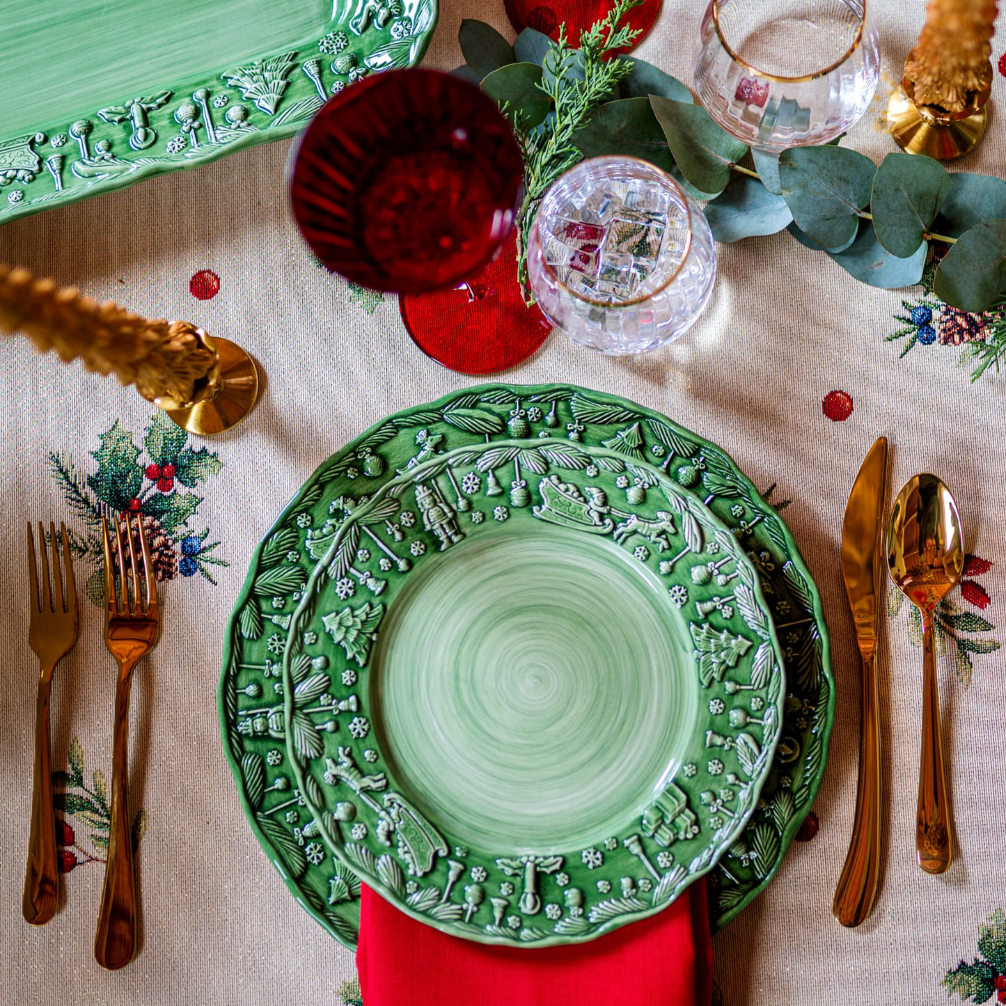 Fiabe di Natale Green Dinner Plate