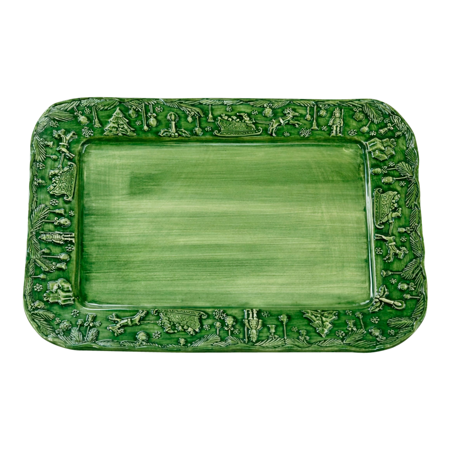 Fiabe di Natale Green Rectangular Platter