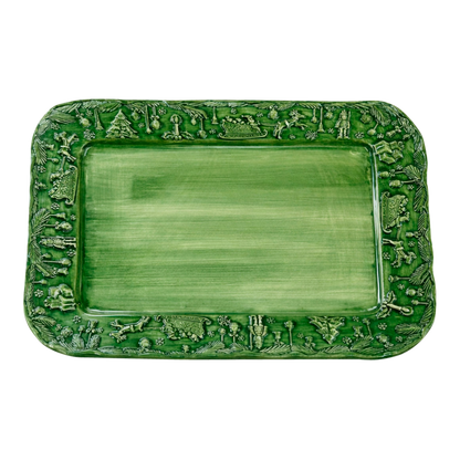 Fiabe di Natale Green Rectangular Platter