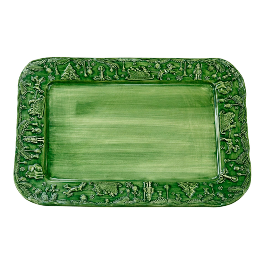 Fiabe di Natale Green Rectangular Platter