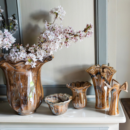 Onda Glass Tortoiseshell Short Vase