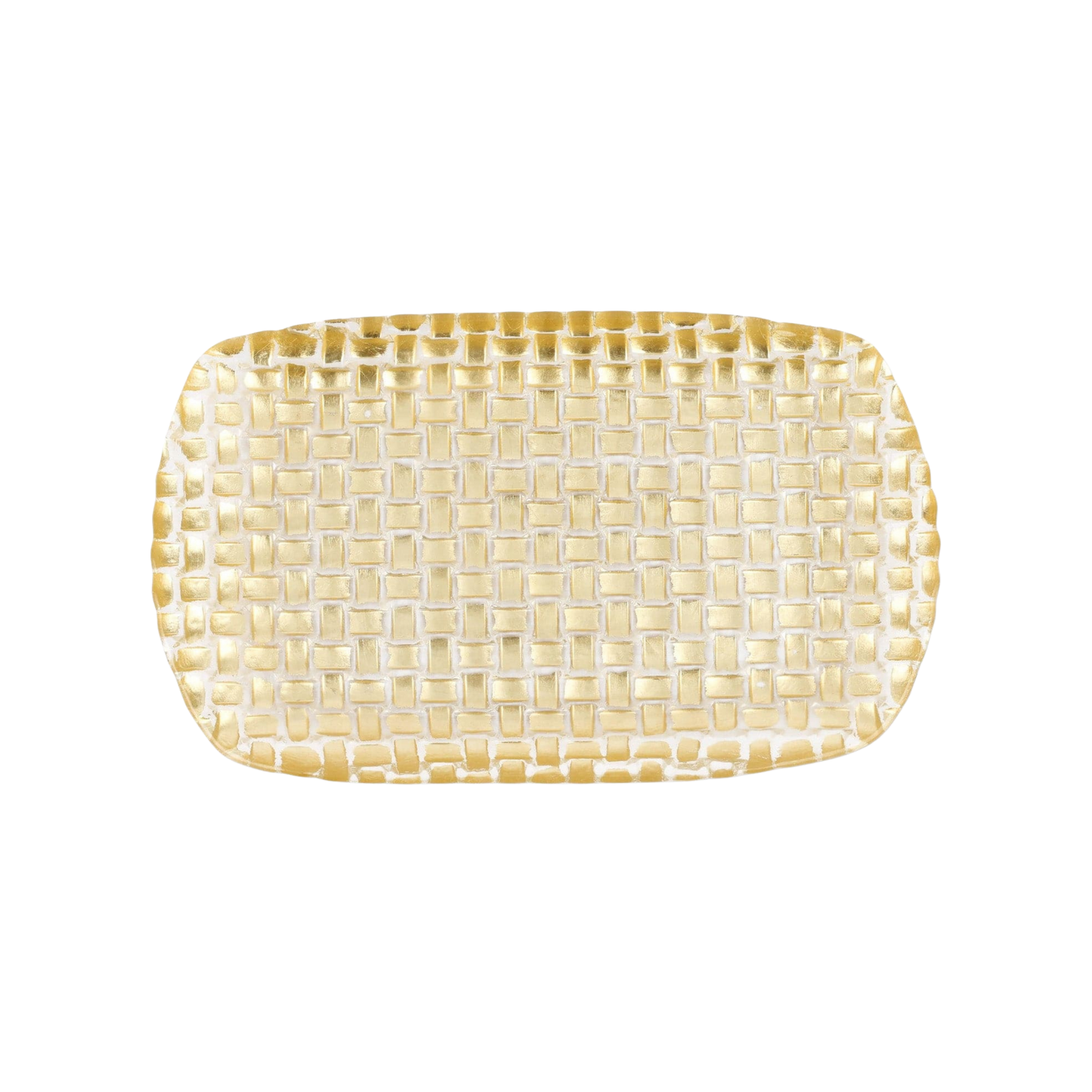 Rufolo Glass Gold Basketweave Rectangular Tray