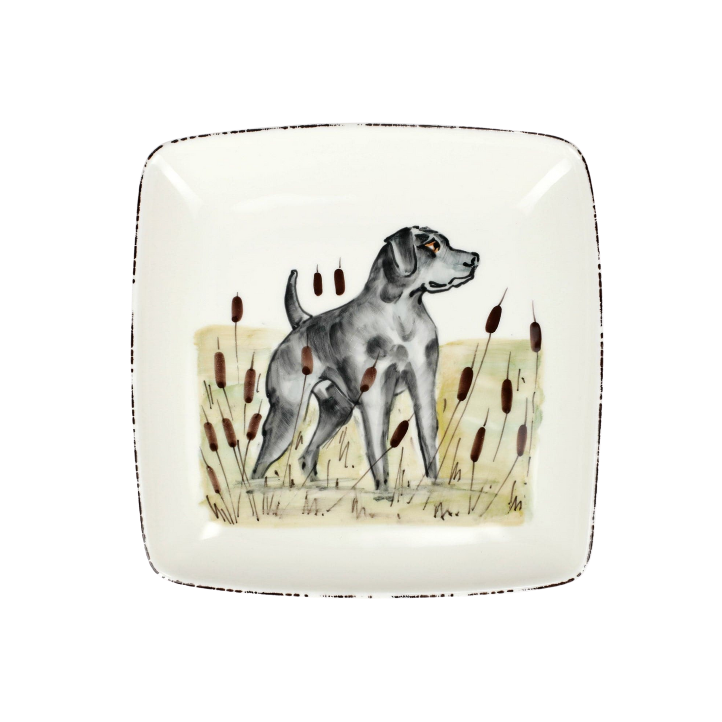 Wildlife Black Hunting Dog Square Platter